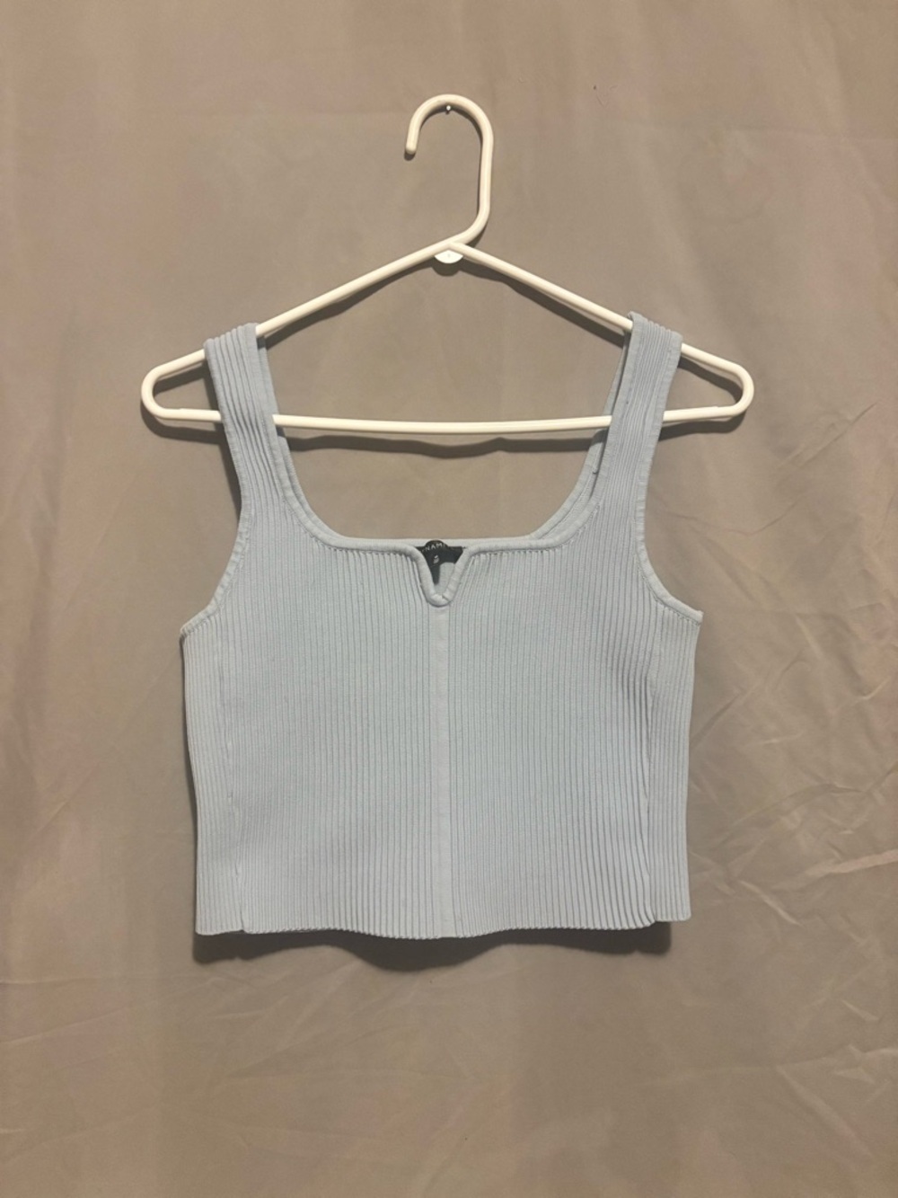 Dynamite Ribbed Square Neck Crop Top - Pale Blue